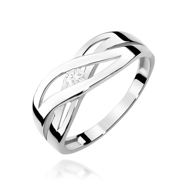 Pierścionek z diamentem 0,10 ct W0156 – białe złoto próby 585