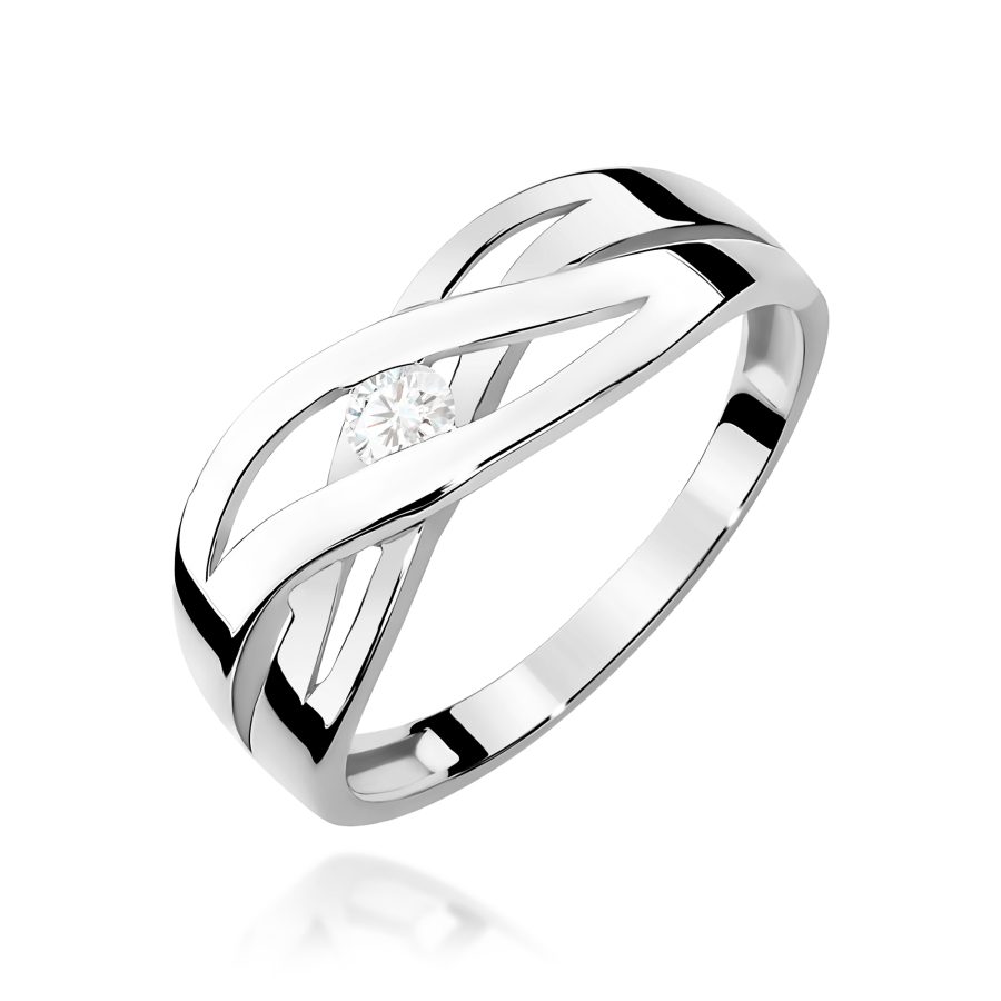 Pierścionek z diamentem 0,10 ct W0156 – białe złoto próby 585 · W156