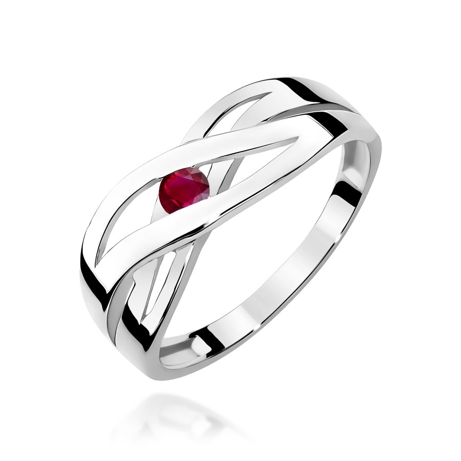 Pierścionek z rubinem 0,15 ct W0156 – białe złoto próby 585 · W156