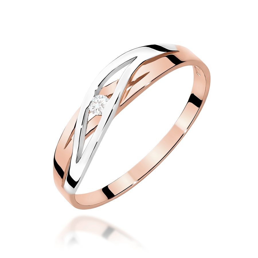 Pierścionek z okrągłym diamentem 0,05 ct w złocie · W156