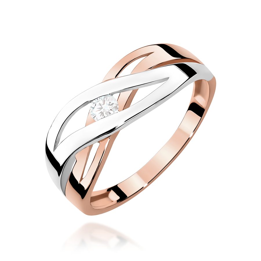 Pierścionek z diamentem 0,10 ct W0156 – różowe złoto próby 585 · W156