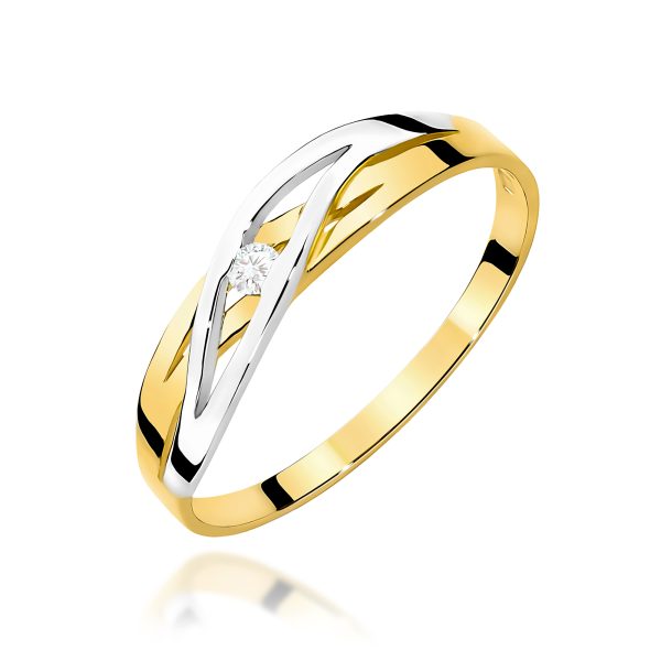 Pierścionek z diamentem 0,05 ct W0156 – żółte złoto próby 585