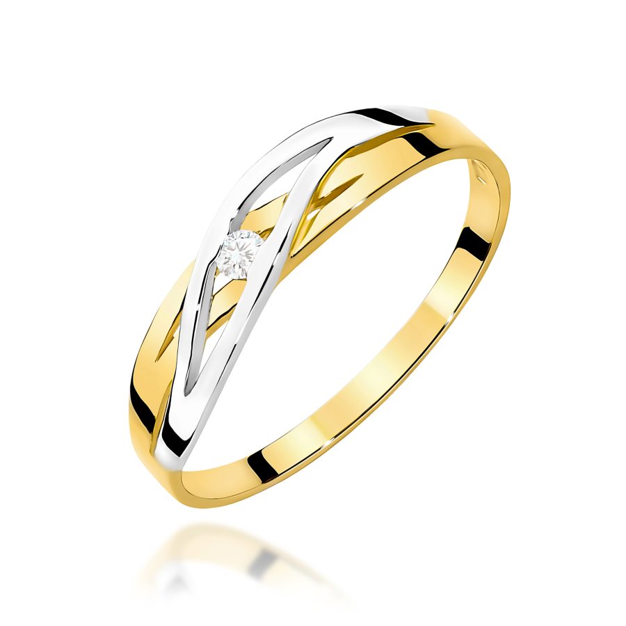 Pierścionek z diamentem 0,05 ct W0156 – żółte złoto próby 585 · W156