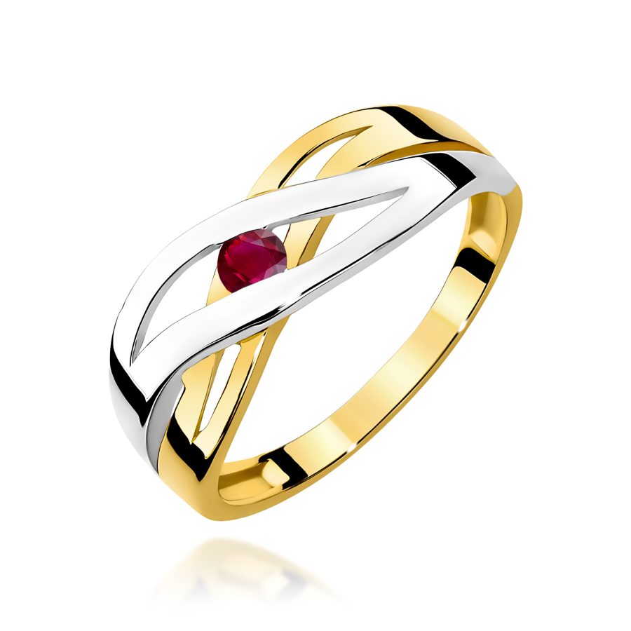 Pierścionek z rubinem 0,15 ct W0156 – żółte złoto próby 585 · W156