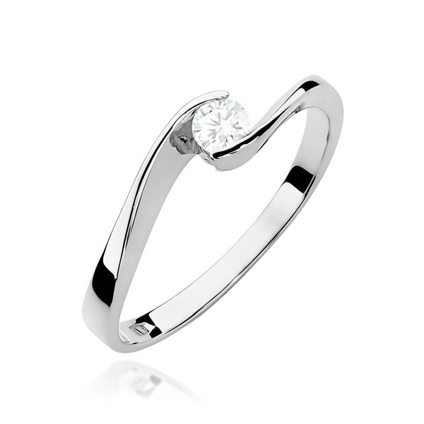 Pierścionek z kamieniem diament laboratoryjny 0,13 ct W0160 – białe złoto próby 585