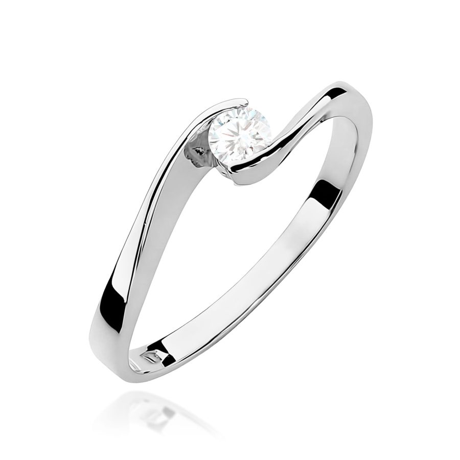 Pierścionek z kamieniem diament laboratoryjny 0,13 ct W0160 – białe złoto próby 585
