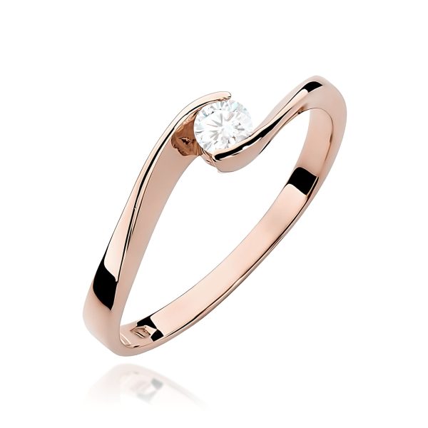 Pierścionek z diamentem 0,13 ct W0160 – różowe złoto próby 585