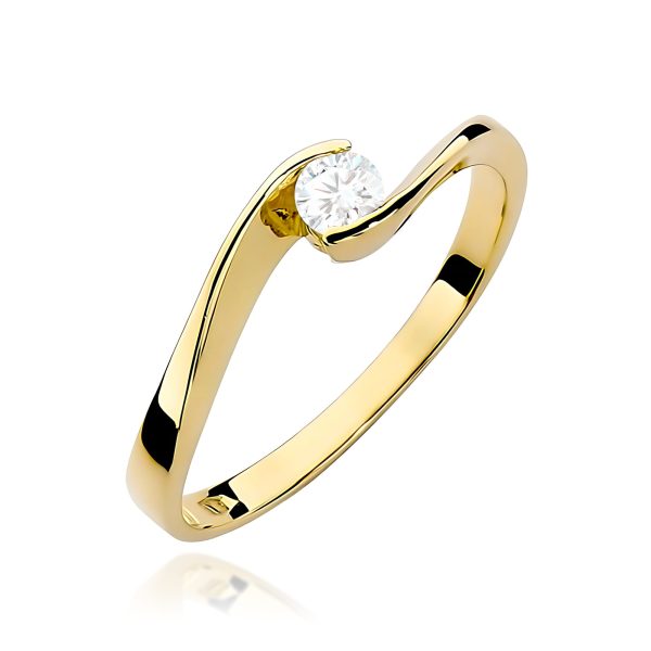 Pierścionek z diamentem 0,13 ct W0160 – żółte złoto próby 585