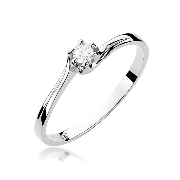 Pierścionek z diamentem 0,10 ct W0163 – białe złoto próby 585