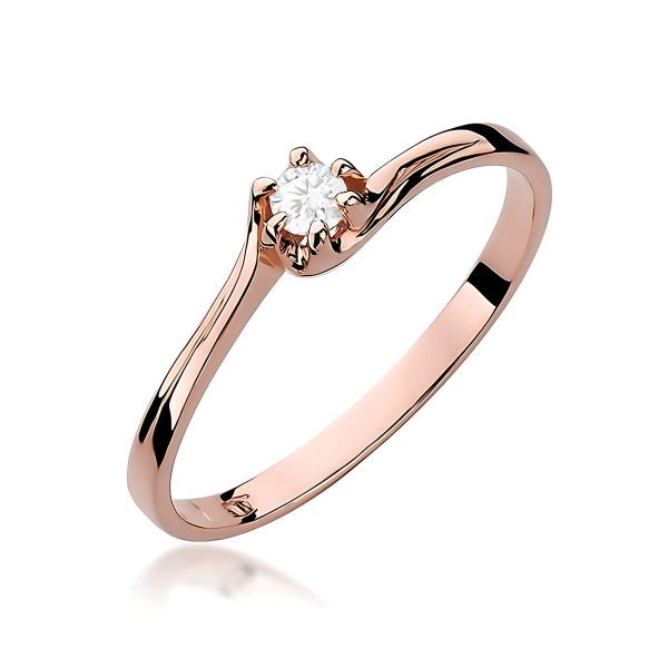 Pierścionek z diamentem 0,10 ct W0163 – różowe złoto próby 585