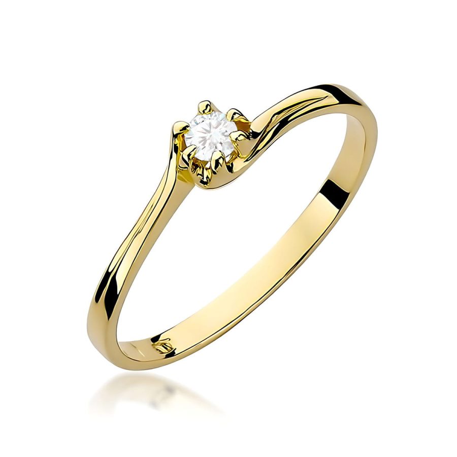 Pierścionek z diamentem 0,10 ct W0163 – żółte złoto próby 585 · W163