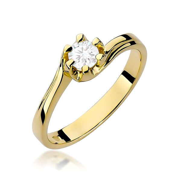 Pierścionek z diamentem 0,30 ct W0163 – żółte złoto próby 585