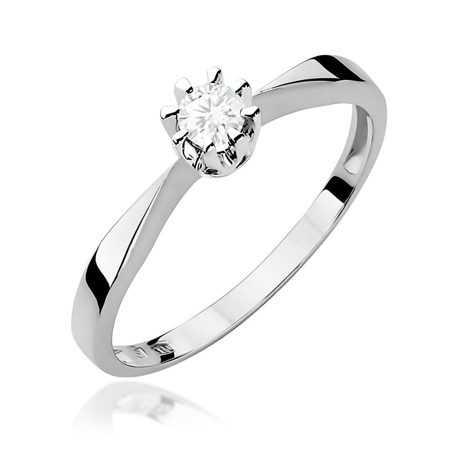 Pierścionek z kamieniem diament laboratoryjny 0,15 ct W0173 – białe złoto próby 585