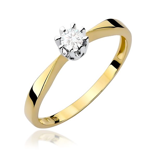 Pierścionek z diamentem 0,15 ct W0173 – żółte złoto próby 585