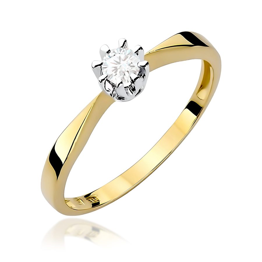 Pierścionek z diamentem 0,15 ct W0173 – żółte złoto próby 585 · W173