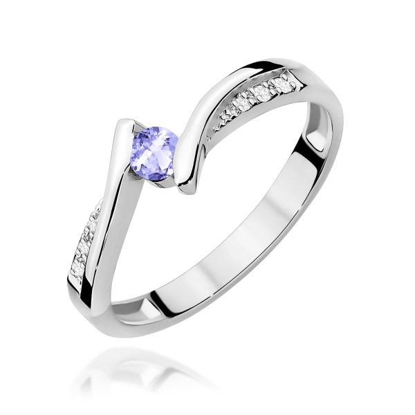 Pierścionek z tanzanitem 0,15 ct W0177 – białe złoto próby 585