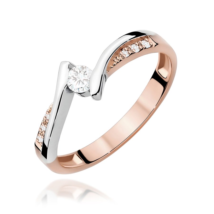 Pierścionek z okrągłym diamentem 0,16 ct · W177
