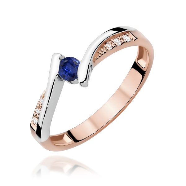 Pierścionek z szafirem 0,15 ct W0177 – różowe złoto próby 585