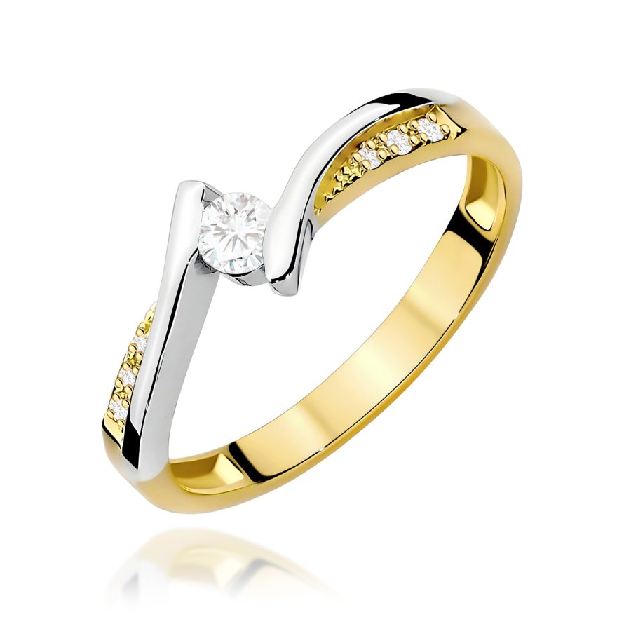 Pierścionek z diamentem 0,16 ct W0177 – żółte złoto próby 585 · W177