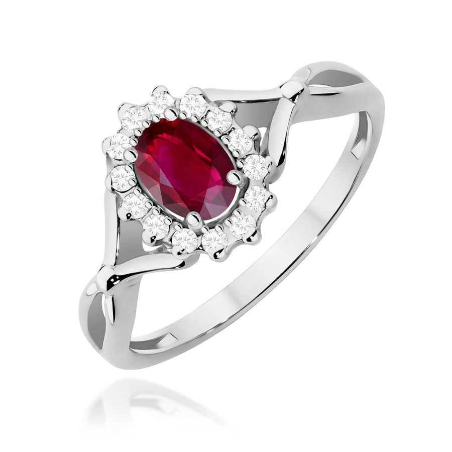 Pierścionek z rubinem 0,60 ct W0182 – białe złoto próby 585 · W182