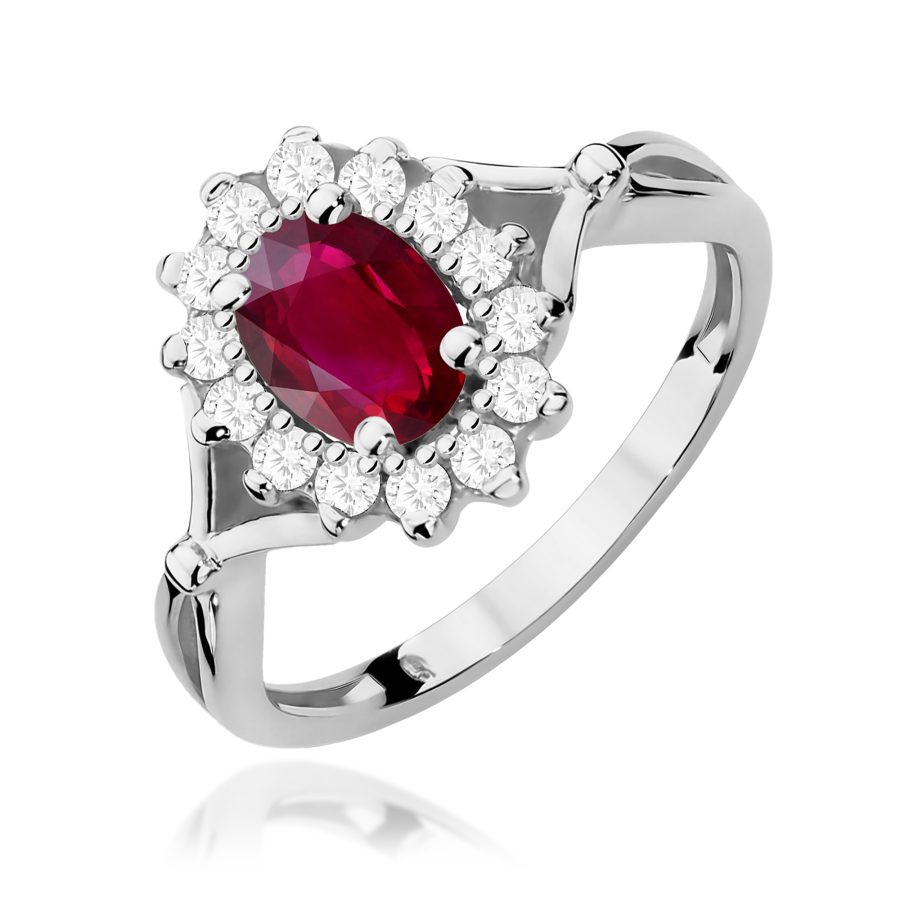 Pierścionek z rubinem 1,00 ct W0182 – białe złoto próby 585 · W182