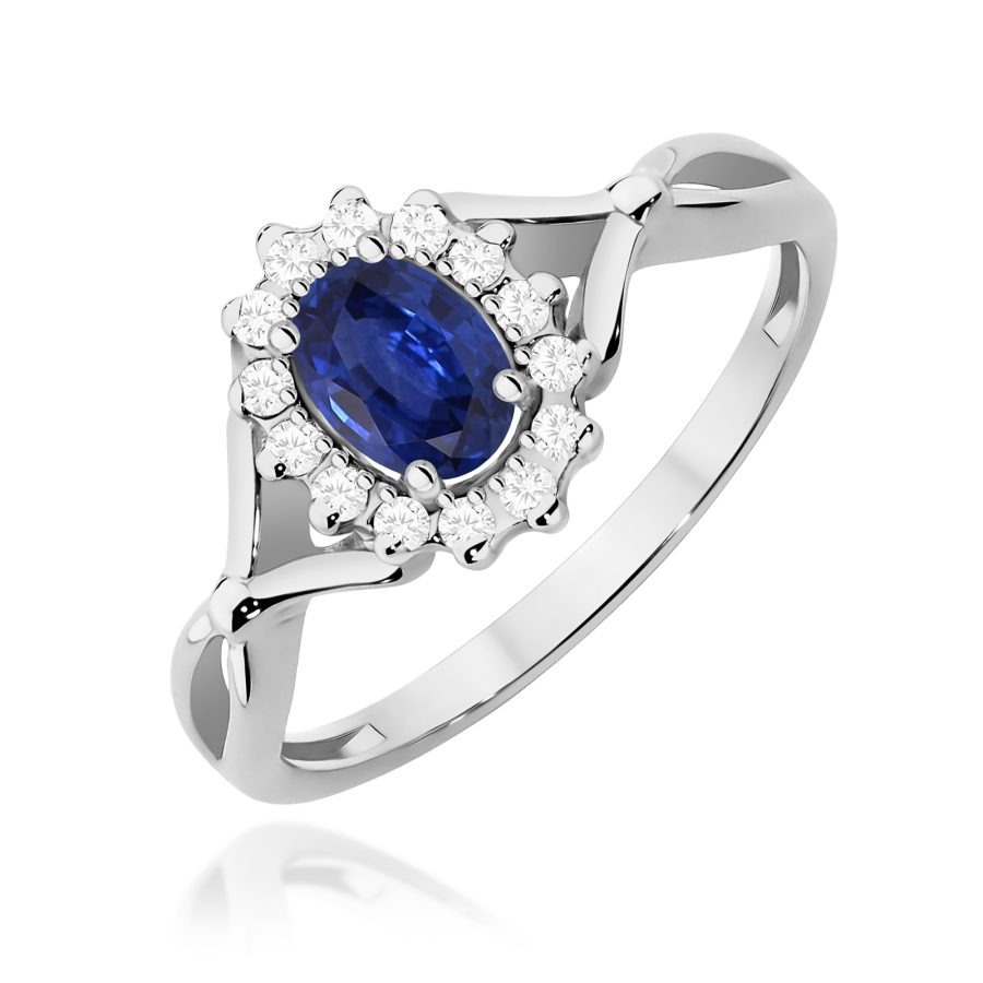 Pierścionek z szafirem 0,70 ct W0182 – białe złoto próby 585 · W182