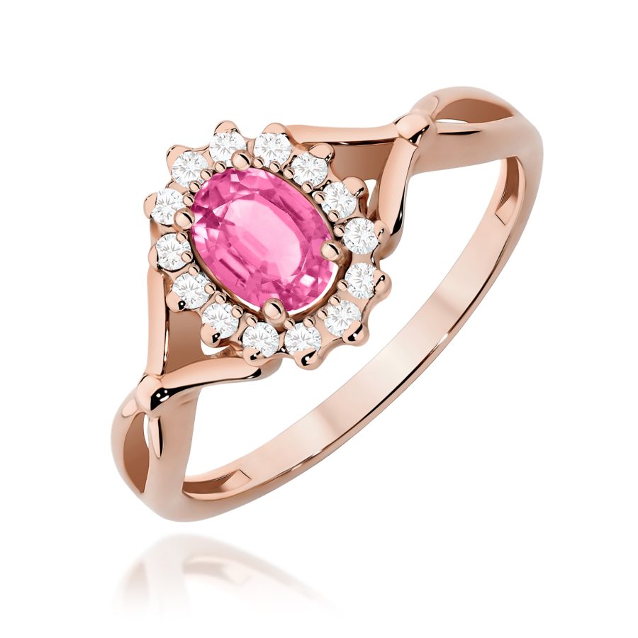 Pierścionek z kamieniem topaz różowy 0,50 ct W0182 – różowe złoto próby 585 · W182
