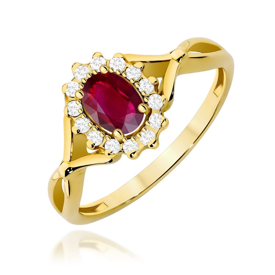 Pierścionek z rubinem 0,60 ct W0182 – żółte złoto próby 585 · W182