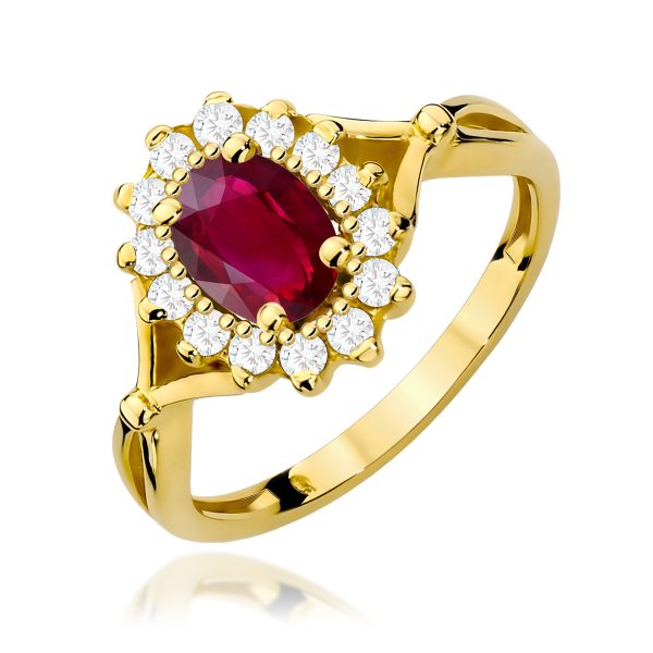 Pierścionek z rubinem 1,00 ct W0182 – żółte złoto próby 585