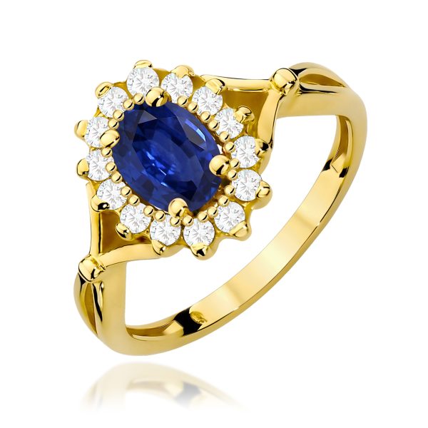 Pierścionek z szafirem 0,90 ct W0182 – żółte złoto próby 585