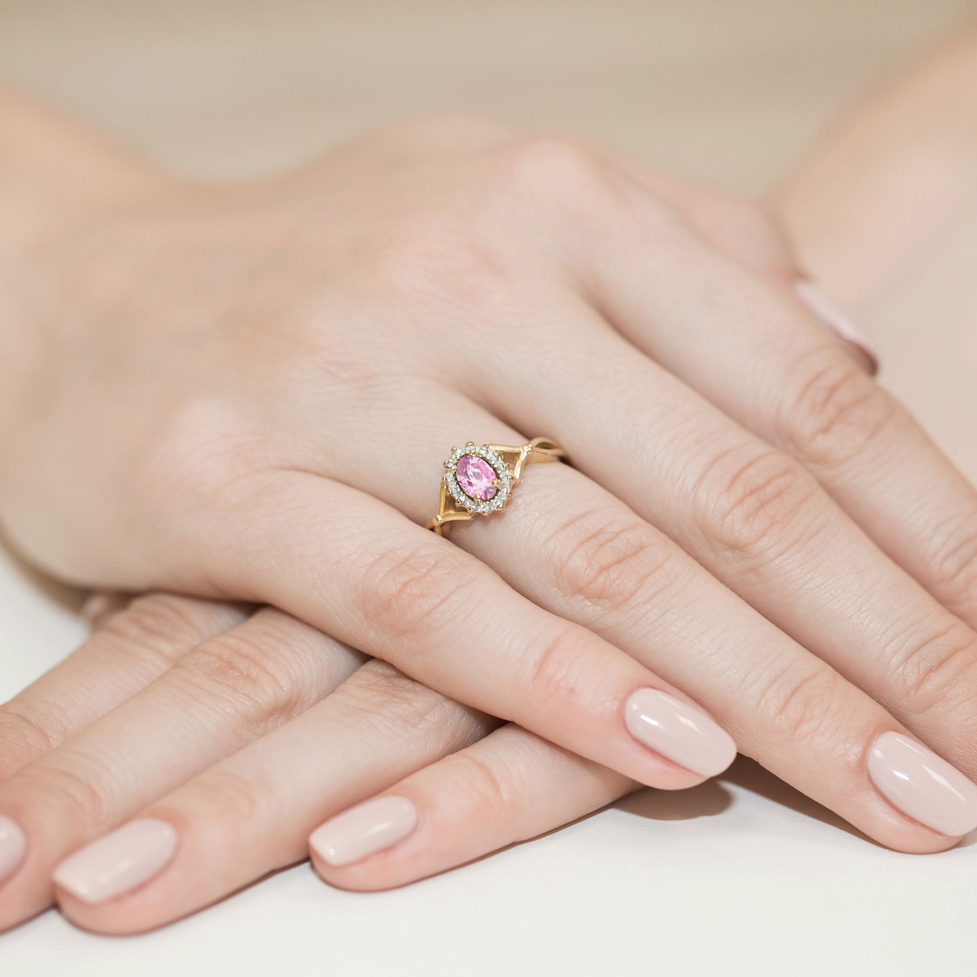 Pierścionek z kamieniem szafir różowy 0,45 ct W0182 · W182 - obrazek 4