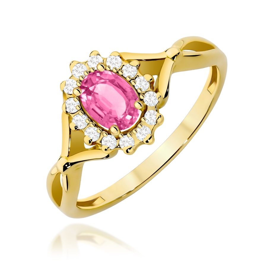 Pierścionek z kamieniem topaz różowy 0,50 ct W0182 – żółte złoto próby 585 · W182