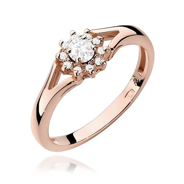 Pierścionek z diamentem 0,19 ct W0185 – różowe złoto próby 585