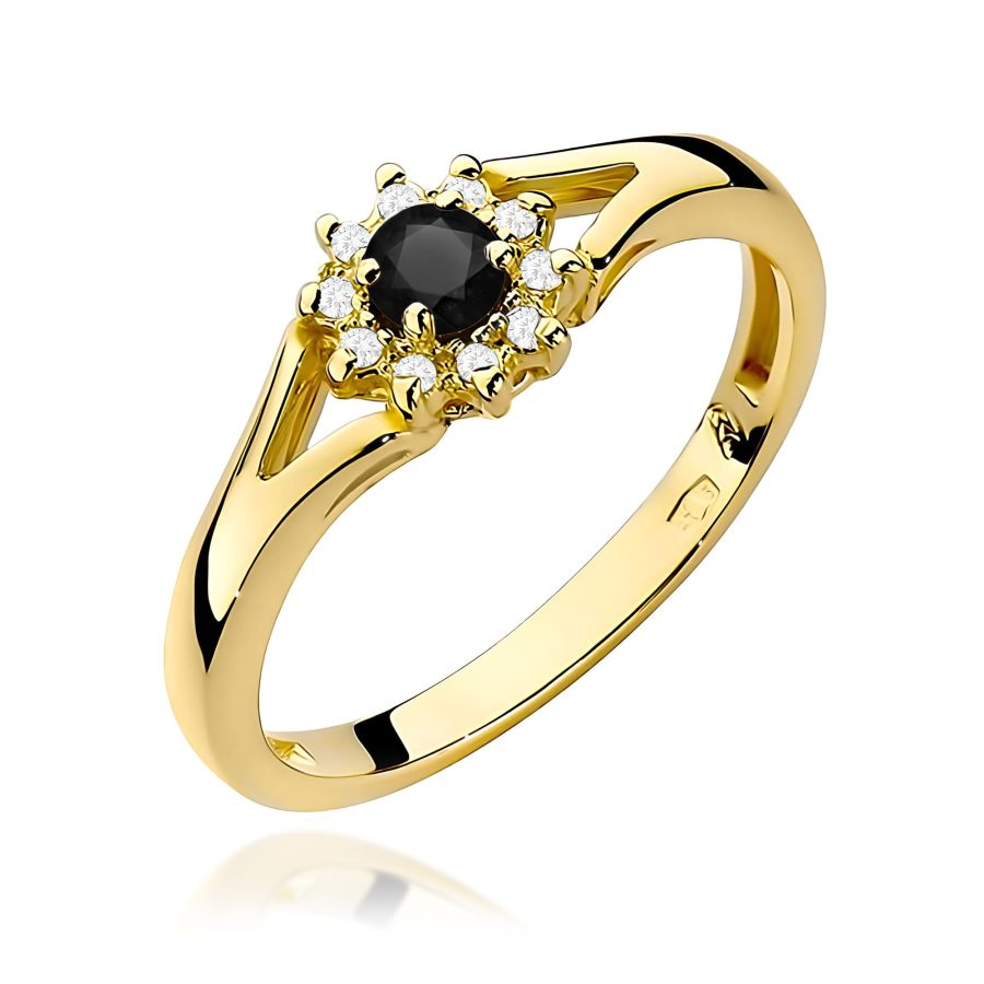 Ring with black diamond 0,12 ct