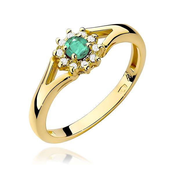 Pierścionek z szmaragdem 0,15 ct W0185 – żółte złoto próby 585