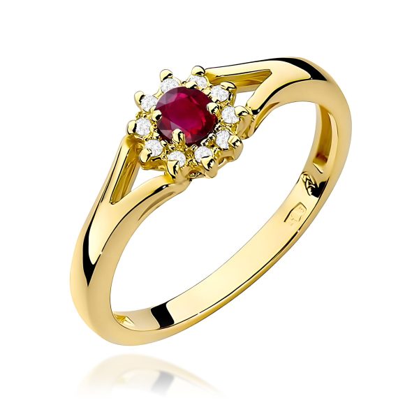 Pierścionek z rubinem 0,15 ct W0185 – żółte złoto próby 585