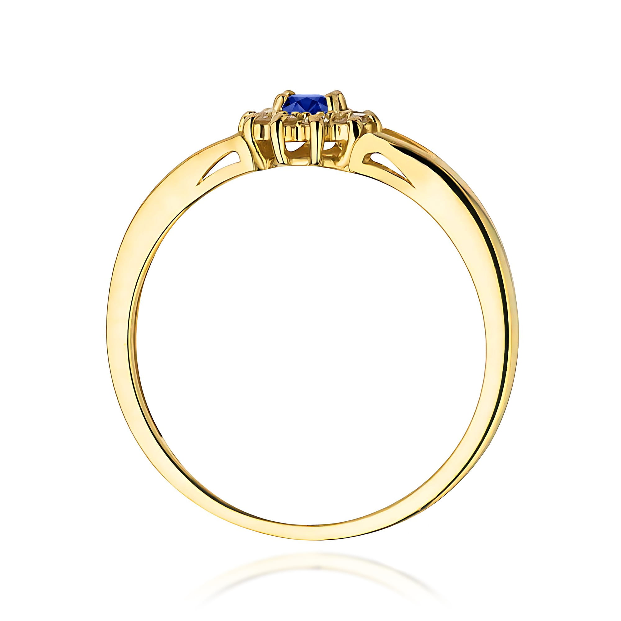 Ring with sapphire and diamonds in yellow gold – product image 4