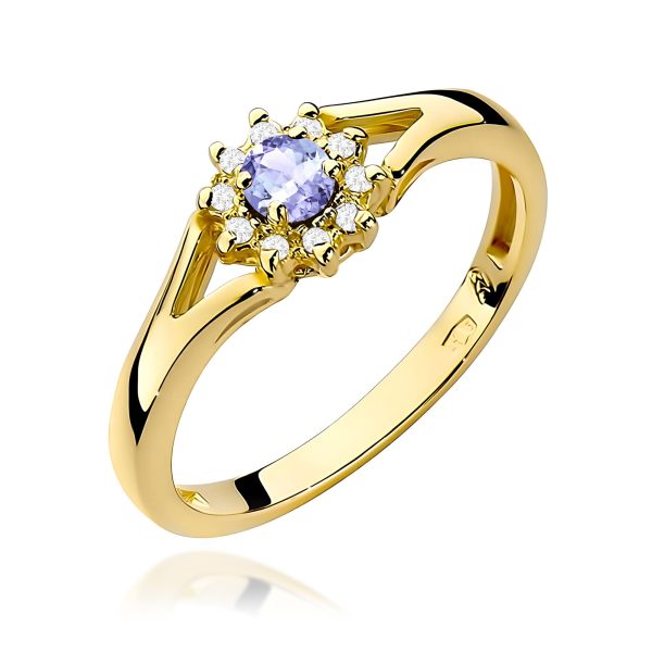 Pierścionek z tanzanitem 0,15 ct W0185 – żółte złoto próby 585
