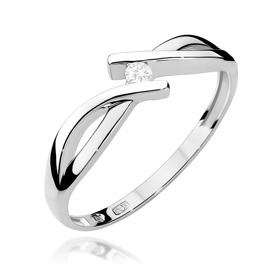 Pierścionek z białego złota z diamentem 0,04 ct · W191