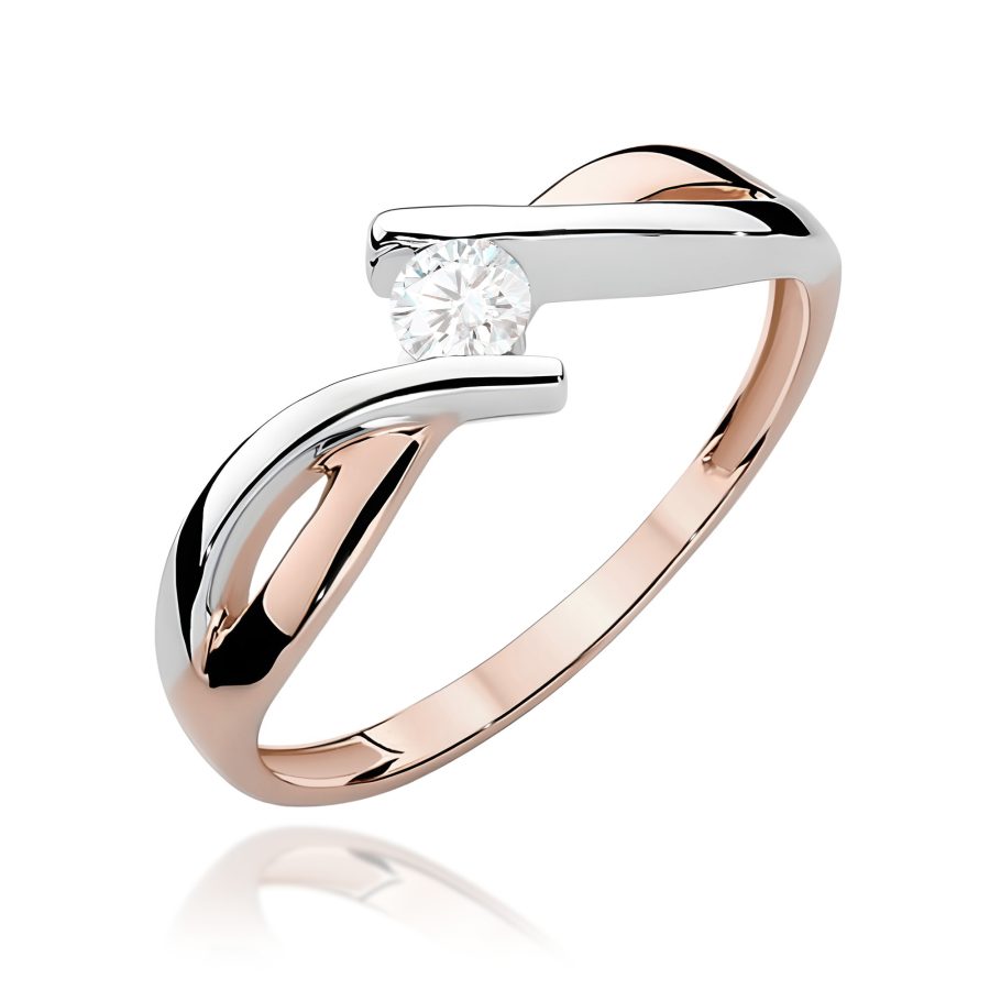 Pierścionek z okrągłym diamentem 0,10 ct · W191B