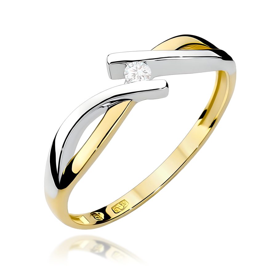 Pierścionek z diamentem 0,04 ct W0191 – żółte złoto próby 585 · W191
