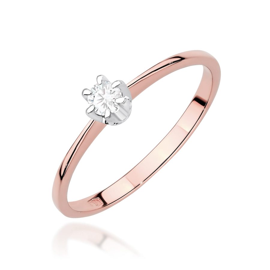 Pierścionek z diamentem 0.1 ct w złocie · W220