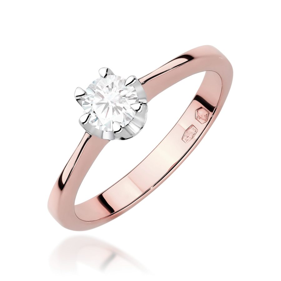Pierścionek z okrągłym diamentem 0.3 ct · W220B