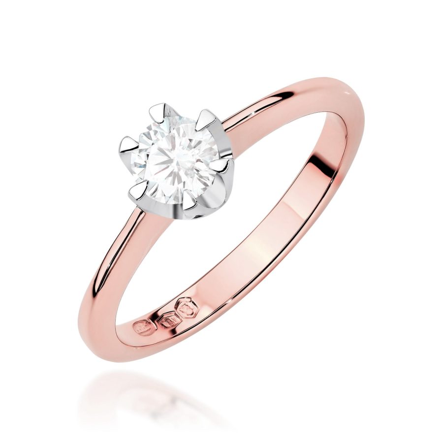 Pierścionek z diamentem 0,70 ct w różowym złocie · W220B