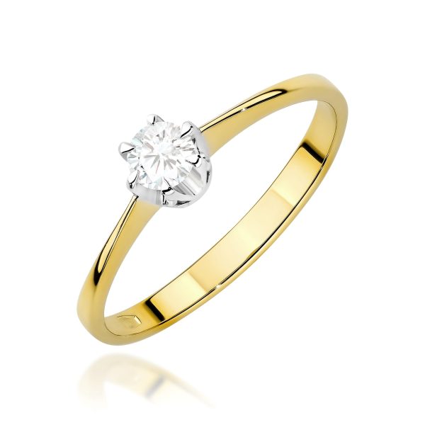 Pierścionek z diamentem 0,20 ct W0220 – żółte złoto próby 585