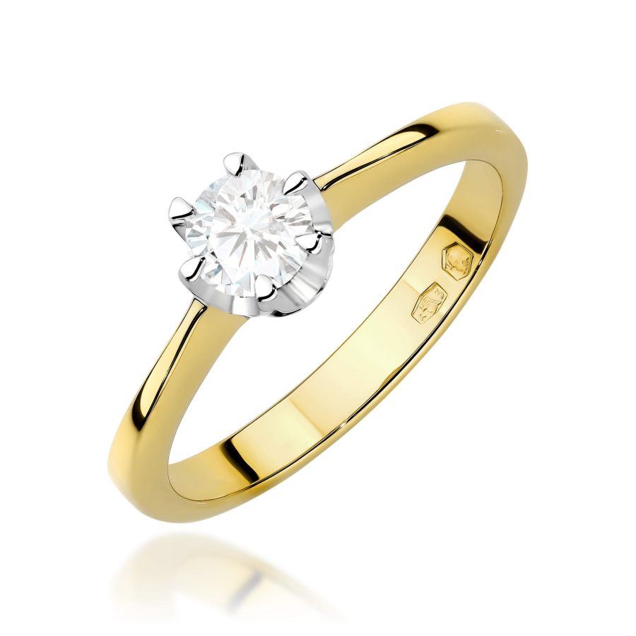 Pierścionek z diamentem 0,25 ct W0220B – żółte złoto próby 585 · W220B