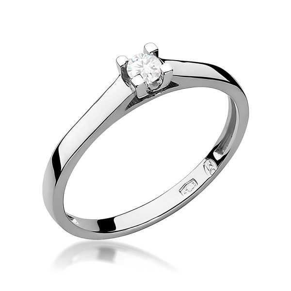 Pierścionek z kamieniem diament laboratoryjny 0,10 ct W0221 – białe złoto próby 585