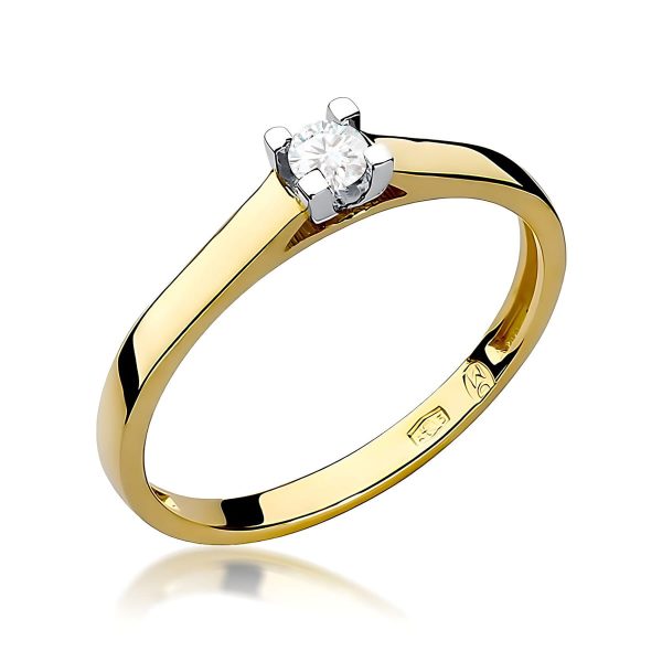 Pierścionek z kamieniem diament laboratoryjny 0,10 ct W0221 – żółte złoto próby 585
