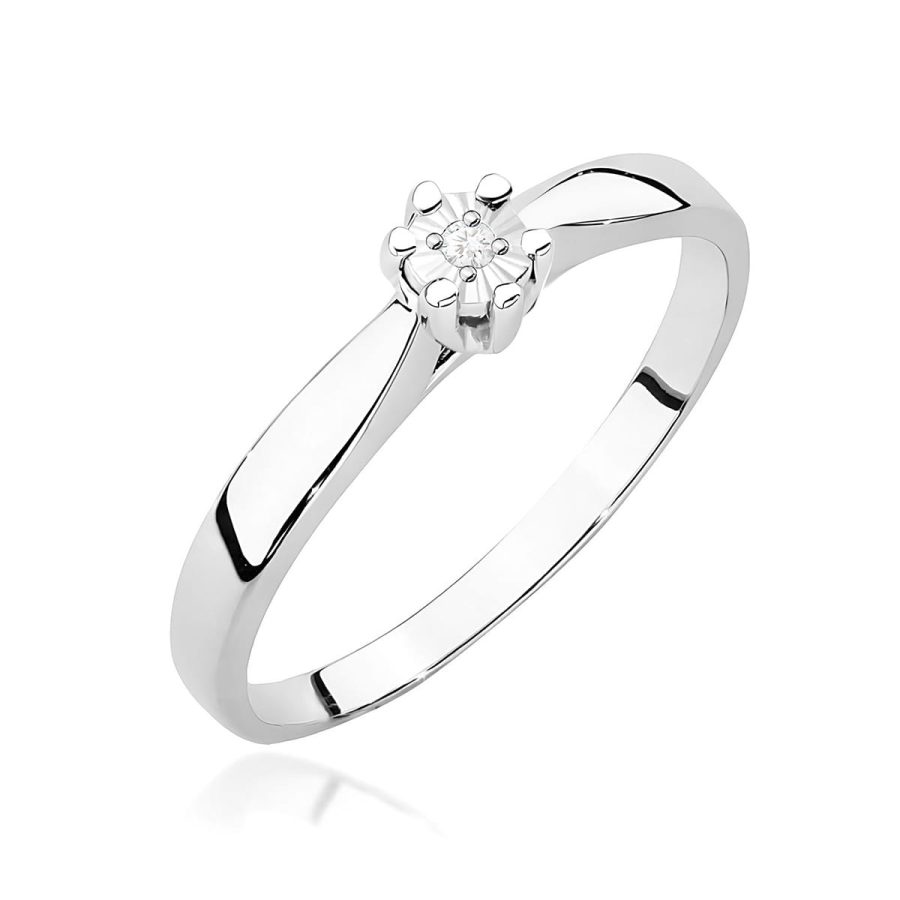 Pierścionek z okrągłym diamentem 0,01 ct · W222T