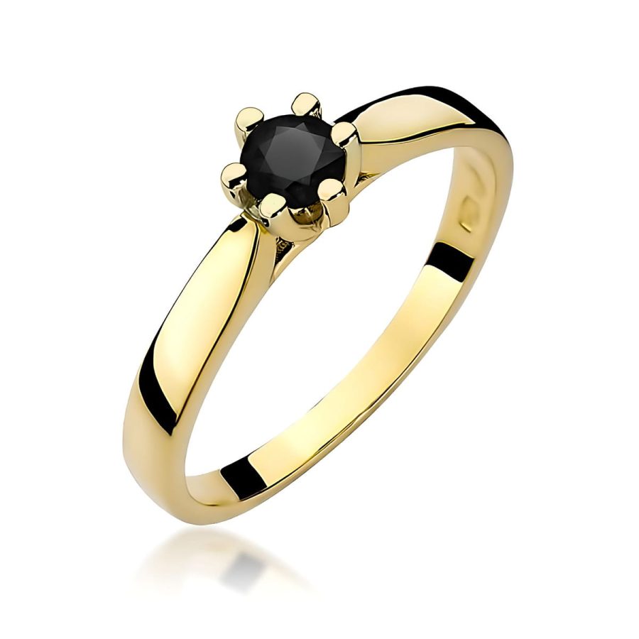 Ring with black diamond 0,30 ct – yellow gold 585